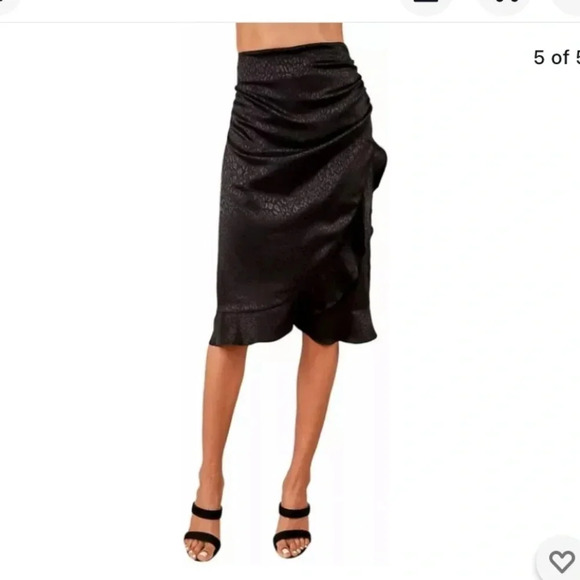 NWT Sugar +Lips Faux Wrap Ruffle Hem Black Skirt - Picture 1 of 13